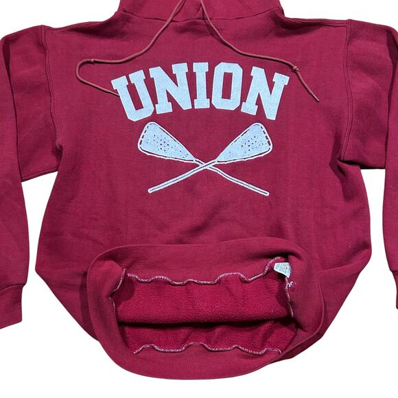 Vintage 70s Russell Athletic UNION Lacrosse School Hoodie Boxy USA Medium - Picture 3 of 5